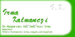 irma kalmanczi business card